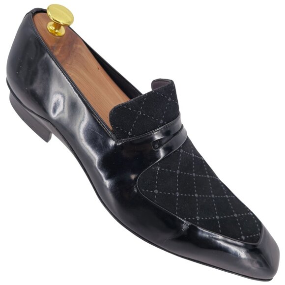 Mezlan Custom Mens 10.5M Formal Loafers Quilted Suede Leather Dress Shoes Spain - Picture 1 of 10